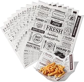 Fit Meal Prep [250 Sheets] 12x12" Deli Paper Sheets, Newsprint Dry Waxed Paper, Waterproof Sandwich Wrapping, Grease-Proof Wax Paper for Food Basket, Picnic, Barbecue, Restaurants, Burgers, Fries