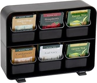 Mind Reader 6 Drawer Tea Bag Holder and Organizer, Black