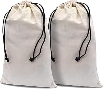 ZENPAC Cowboy Boot Bag, Beige Duster Flannel Pouch with Drawstring Closure, Washable Breathable Cotton Fabric for Shoes, Luggage, 12.5x20.5 2 Pack