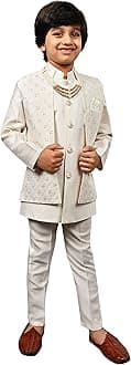 AHHAAAAKids Ethnic Silk Blend Indo-Western Sherwani Set For Boys 504MF