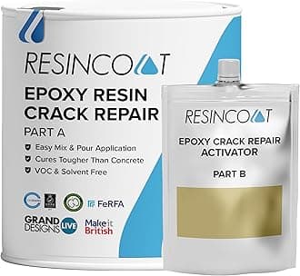 Epoxy Crack Repair Filler, Two Part Epoxy Resin Repair for Concrete Floors, Permanent Repair, No Shrinkage, Fills Cracks up to 20mm, DIY & Professional Use, Interior/Exterior, Black, 1KG Unit