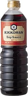 Kikkoman Naturally Brewed Soy Sauce - 1 Litre | Made in Japan, All Purpose Seasoning - 4 ingredients- Soy Beans, Salt, Water, Wheat | Vegetarian, No Added Colour or Preservatives, 1 Kilograms