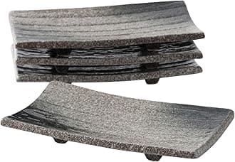 Uaral Sushi Plate Japanese Dish Set Ceramic Sashimi Plate 4 Pieces Sushi Serving Plate(8.5inch Midnight Blue)