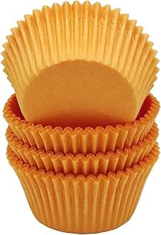 Premium Orange Greaseproof Cupcake Cases Muffin Paper Baking Cups Standard Size, 100-Count