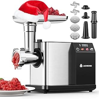 AAOBOSI Electric Meat Grinder [3000W Max] with LED Display, Sturdy 3 Speed Meat Grinder with Non-Clogged Technology, Built-in Storage, Grinding, Filling