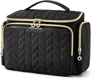 Travel Toiletry Bag, Large Wide-open Travel Bag for Toiletries, Makeup Cosmetic Travel Bag with Handle-Black