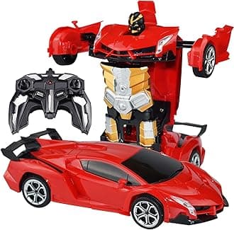 Remote Control Car Transform Robot Car, One Click Deformation, 2.4Ghz Anti-Jamming, 360 Degree Rotation Drift, Christmas Birthday Gift Toys for 3,4,5,6,7,8 Years Old Boys Girls (red)