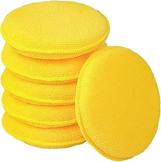 FONAROLL Microfiber Wax Applicator Pads, Car Wax Applicator, Buffing & Detail Polishing Foam Pads for Car Cleaning and Fine Polishing (5" Diameter, 6 Pack) - Yellow