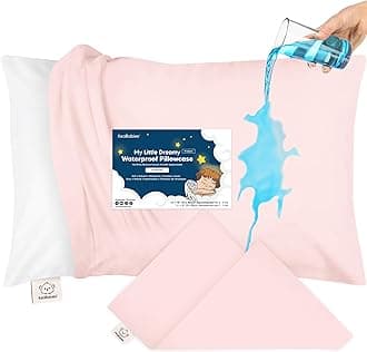 KeaBabies 13 x18 Toddler Pillowcase, Waterproof - Soft Waterproof Toddler Pillow Protector Cover for Kids, Boys, Girls, Durable Machine Washable, Small Travel Pillow Sold Separately (Mist Pink)