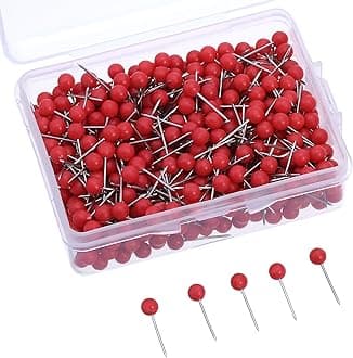 WILLBOND 500 Pack Map Push Pins Map Tacks Small Round Head Push Pins Thumb Tacks for Travel Picture Photo Bulletin Board Wall DIY Craft School Office Home(Red,1/8 Inch)