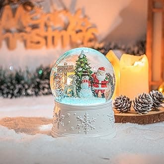Vipush Christmas Snow Globe - Snowman Santa Style Musical Snow Globe with Color Changing Led Lights, Christmas Decorations with Music Box Gifts for Girls Kids, Decorations for Christmas & Birthday