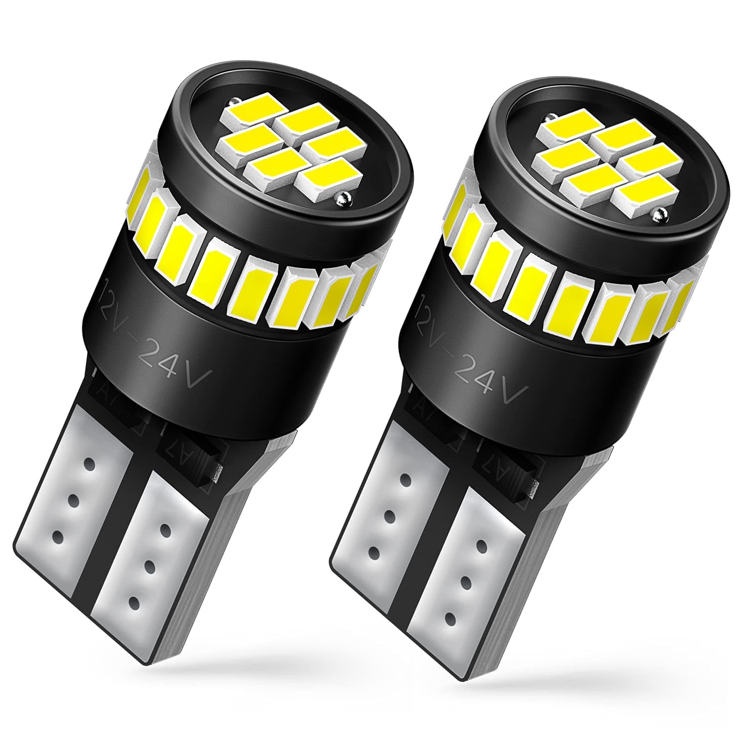 194 LED Bulbs for License Plate Light 168 175 2825 W5W T10 24-SMD 3014 Chipsets 6000K White for Car Dome Door Map Dash Courtesy Cargo License Plate Lights, Pack of 2