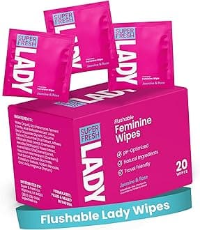 Super Fresh Lady Parts Feminine Wipes Flushable pH Balanced Wet Wipes for Women Safe for Privates Body Booty and Face Perfect for Travel Daily Intimate Hygiene Stay Fresh Anywhere Pack of 20 Wipes