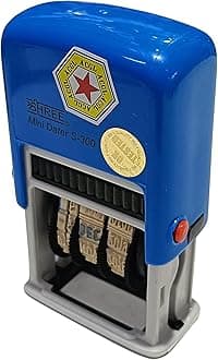 Date Stamp (Self-Ink) – Blue Colour Ink, Heavy Body, Hard Rubber Font, Super Fast Manual Stamp, AI Tested