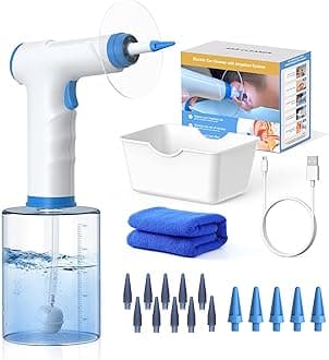 XaYis Electric Ear Wax Remover with Quad-Stream Tips, Ear Irrigation with Replaceable Tips, Cerumen Control Kit for Home Use