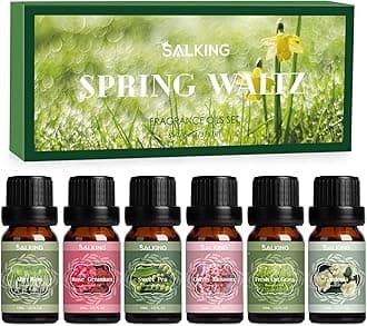 SALKING Spring Fragrance Oils Set, Premium Essential Oils Gift Set for Diffuser, Scented Oil for Soap & Candle Making - After Rain, Fresh Cut Grass, Sweet Pea, Rose Geranium, Cherry Blossom, Gardenia
