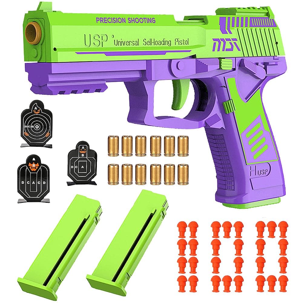 - Dreamplay Shell Ejecting Toy Gun, Automatic Pull Back Action Shooting Games Education Model Toy for Kids Gifts