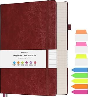 College Ruled Notebook, Large B5 Hardcover Leather Journal, 312 Numbered Pages Writing Journal, 100gsm No Bleed Paper, Lined Journal Notebook for Women Men School Office, 7.6'' X 10'', Burgundy