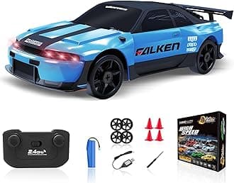 RC Drift Car 1/24 2.4GHz Remote Control Car 4WD High Speed Drifting Cars with Light Rechargeable Battery and Drift Tires RC Cars Toys for Kids Adults Girl Boys, Blue
