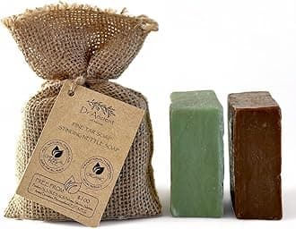 Dr.Ancient Stinging Nettle & Pine Tar Soap Bar Set (2-Pack) – Organic Handmade Vegan Soap Bars, Natural Chemical-Free, Deep Cleansing Gentle Cleanser for Face & Body
