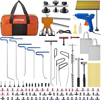 VEVOR Dent Puller Kit, 89 PCS Paintless Dent Repair Kit with Remover Tools, Golden Lifter & Glue Tabs for Car Dents, Door Ding Repair
