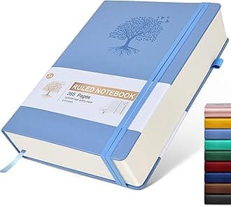 Lined Journal Notebook, 365 Pages A4 Large Journals for Writing College Ruled Notebook, Hardcover Leather Journal for Women Men, Daily Journa Notebook for Work, Note Taking, 100Gsm Thick Paper ( 8.5" x 11" Blue)