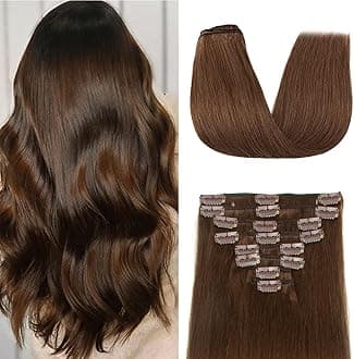 Medium Brown Clip in Hair Extensions Real Hair Extensions Clip in Human Hair for Women Invisible Straight Seamless Clip ins Extensions Human Hair 8pcs Double Weft 70g (#4, 20 Inch)