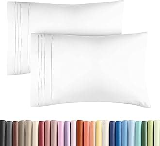 King, White : White Pillow Cases - King Size Set of 2 - Soft and Comfortable - Fits 20x40 20x36 20x48 - Envelope Enclosure - Two Pack - Pillow Cover Insert …