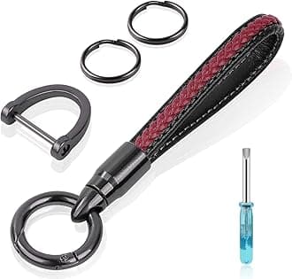 Key Fob Keychain, Leather Key Chain Holder with Anti-Lost Ring, Lightweight Car Key Chain for Men & Women, 360 Degree Rotatable Key Holder for Car Office Home