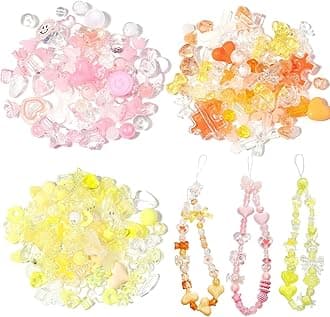 – Azonee 90~150 Acrylic Beads for Jewelry Making, Colorful Assorted Beads Cute Kawaii Aesthetic Beads for Bracelets Making Flower Butterfly Beads Bulk Necklaces DIY Mobile Phone Chains, Three Colors