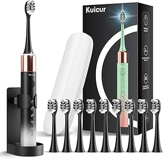 Electric Toothbrush for Adults and Kids, Comes with 10 Brush Heads & Travel Case, 5 Modes with 2 Minutes Built in Smart Timer, One Charge for 90 Days, 42,000 VPM Motor