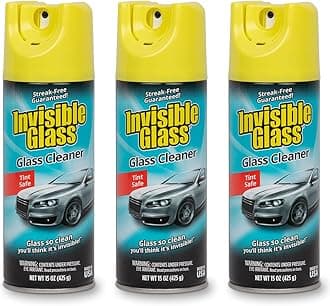 91163-3PK Premium Aerosol Glass Cleaner Spray for Car Windshields and Windows, Automotive and Home Window Cleaner, Streak-Free, Ammonia-Free, Tint-Safe – 15 oz (Pack of 3)