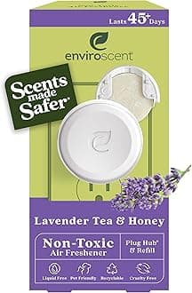 Non Toxic Air Freshener (Lavender Tea & Honey) Plug-in Air Freshener for Home | Essential Oil Plug In | Home Fragrance Last 45+ Days | 1 Refillable Air Freshener Plug In & 1 Scent Refill