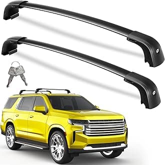 Lockable Roof Rack Cross Bars 330lbs Compatible with Chevy Suburban & Tahoe 2021 2022 2023 2024 2025 2026 GMC Yukon XL, Cadillac Escalade ESV, Heavy Duty Aluminum Crossbars Black Luggage