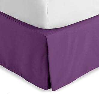 Bare Home Bed Skirt Double Brushed Premium Microfiber, 15-Inch Tailored Drop Pleated Dust Ruffle, 1800 Ultra-Soft, Shrink and Fade Resistant (Queen, Plum)