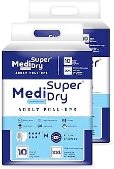 Adult Diaper Pants | Double Extra Large (2XL) |Waist 152-205 cm (60-80 inches) |High Absorbency -10 Hrs |Leakproof |Breathable |Odourless |Elastic Waist |Men & Women | 20 Units, Pack of 2