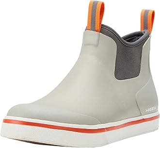 HISEA Men's Deck Rain Boots Saltwater Fishing Booties Waterproof Ankle Rain Boots with High Traction