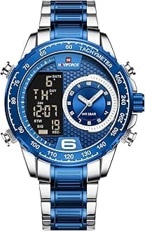 NAVIFORCE Watch for Men Dual Display Digital Quartz Watches Multifunctional Business Stainless Steel Wristwatch