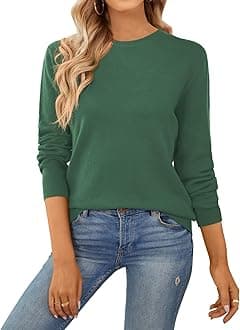 QUALFORT Women's Sweater 100% Cotton Long Sleeve Pullover Sweater Soft Lightweight Knit Tops 2025