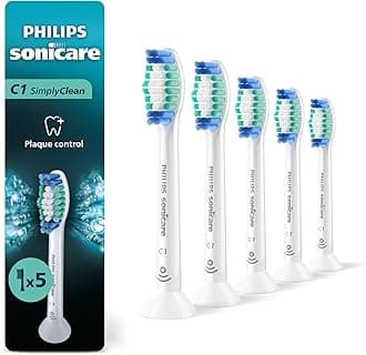 Philips Sonicare Genuine SimplyClean Replacement Toothbrush Heads, 5 Brush Heads, White, HX6015/03