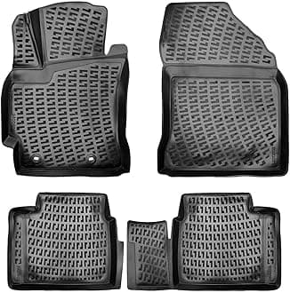 Toyota Corolla 2014-2019 Floor Mats 3D Custom Fit Rubber Car Mats Laser Measured Floor Liners All Weather Heavy Duty Waterproof Odorless Non-Slip TPE (Front & Rear, Black)