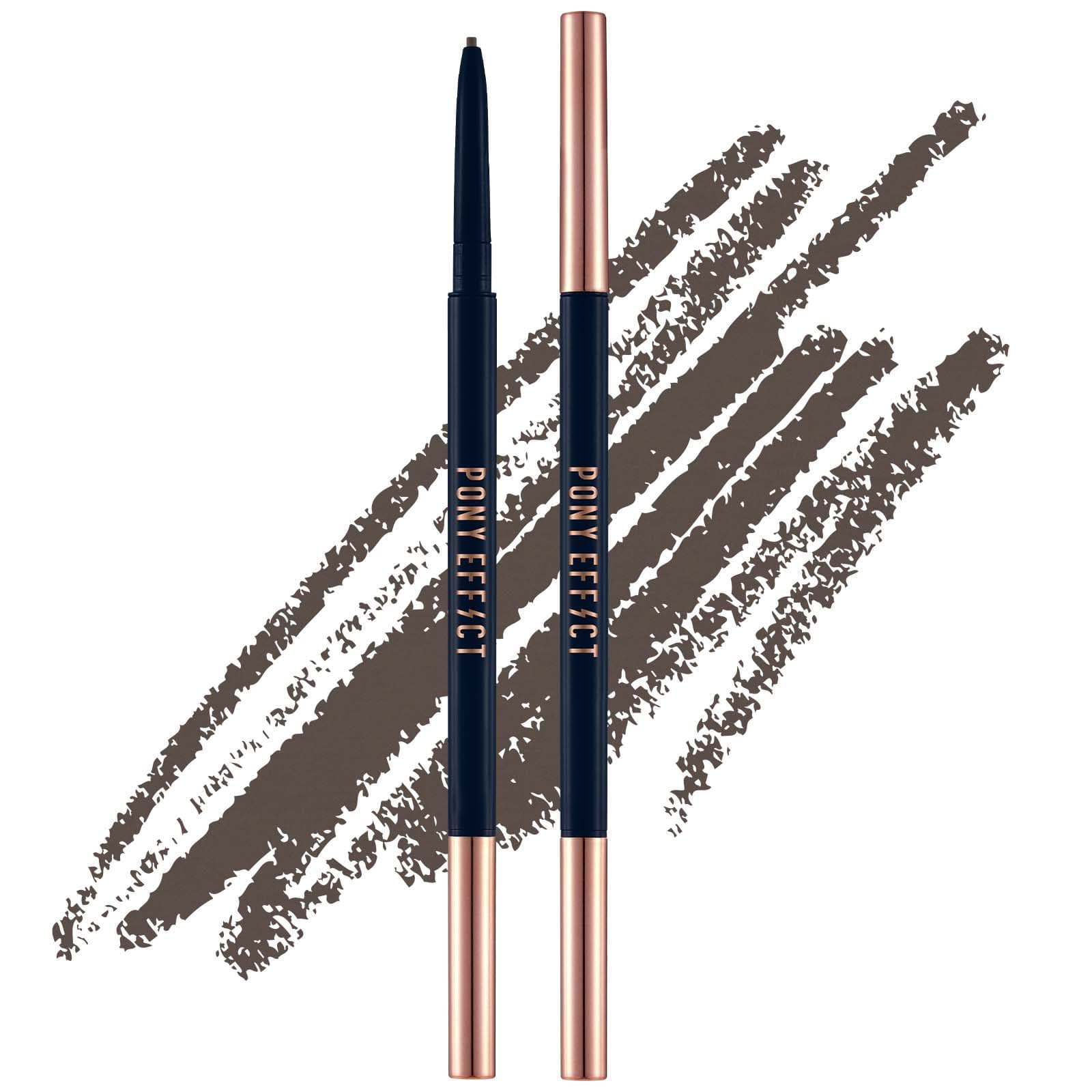 PONY EFFECT Sharping Brow Definer - Deep Brown | Precision, Long-lasting, Retractable Brow Pencil | Ultra Slim Eyebrow Pencil with 1.5mm Tip & Blending Spoolie | Korean Beauty