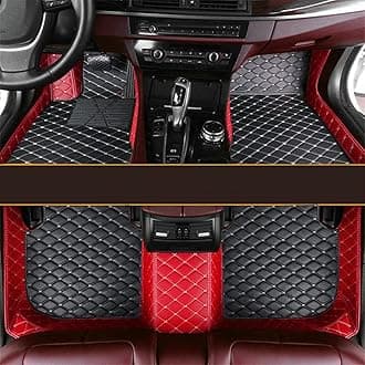 Custom All-Weather Protection Leather Car Floor Mats for Cars Sedan SUV Sports Car Waterproof Floor Mat (Brown&Beige)