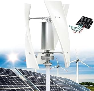 14000W Garden Vertical Wind Turbines Generator Kit, 12V/24V/48V/110V/220V Small Three-Phase AC Vertical Wind Turbine with MPPT Controller, for Industrial Energy Equipment,White-48V