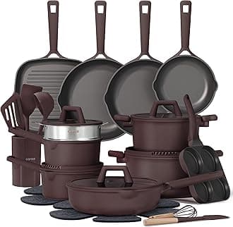 CAROTE 31PCS Pots and Pans Set, Nonstick Cookware Set Kitchen Non Stick Induction Titanium Cookware Non-toxic Granite Cooking set, PFOA Free