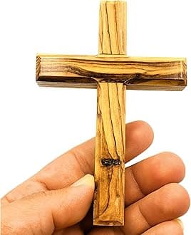 Bethlehem Olive Wood Wall Cross | 4.7" Handmade Christian & Catholic Decor Christmas Wall Hanging Gift | Religious Spiritual Jesus Small Wooden Cross for Wall Decor cruz de madera pequeña