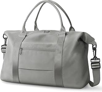 Travel Duffle Bag, Weekender Travel Bag Men Small Gym Bag for Women, Hospital Bag for Labor and Delivery, Overnight Bag Luggage Bag with Trolley Sleeve, Airplane Travel Essentials for Flying(Grey)
