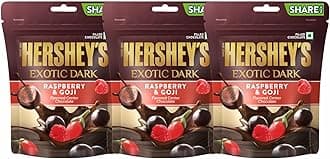 HERSHEY'S Exotic Dark Raspberry & Goji Flavor|Exotic Dark Cocoa Rich Chocolates 100Gram - Pack Of 3