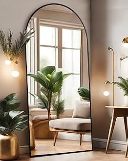 Floor Mirror, Full Length Mirror with Stand, Arched Wall Mirror, 27"x71", Black Floor Mirror Freestanding, Wall Mounted for Bedroom Living Room, Black