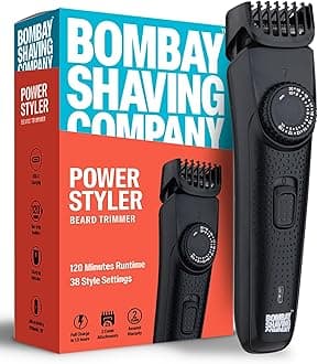 Bombay Shaving Company Beard Trimmer for Men, 2X Fast Charging, USB Type C, 120Min runtime, Hair Trimmer, Shaving Machine, Cordless Beard, 38 Length Settings, Prime Trimmer Black